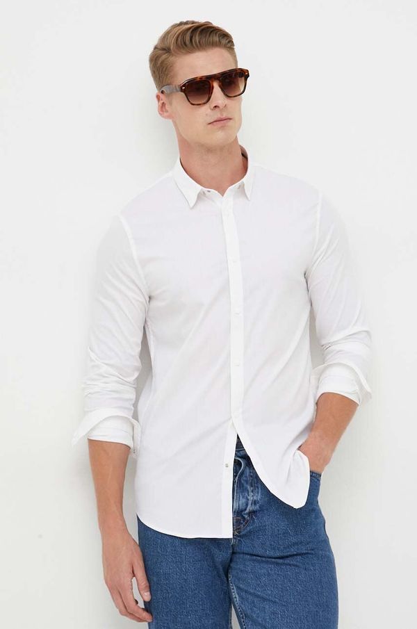 Armani Exchange Košulja Armani Exchange za muškarce, boja: bež, slim, o button-down ovratnikom