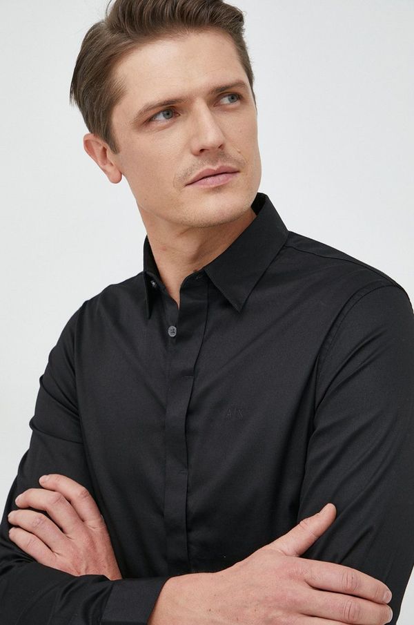 Armani Exchange Košulja Armani Exchange za muškarce, boja: crna, slim, s klasičnim ovratnikom, 8NZCBD ZN10Z NOS
