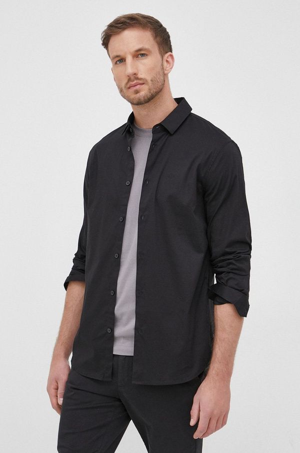 Armani Exchange Košulja Armani Exchange za muškarce, boja: crna, slim, s klasičnim ovratnikom