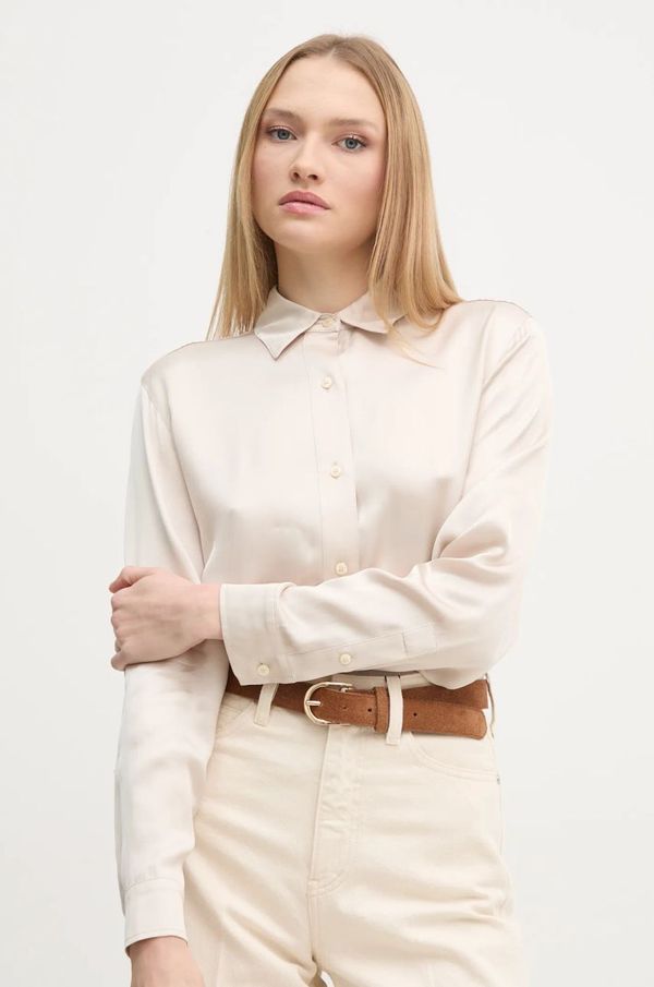Calvin Klein Jeans Košulja Calvin Klein Jeans za žene, boja: bež, relaxed, s klasičnim ovratnikom, J20J224855