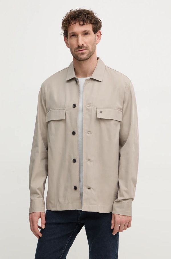 Calvin Klein Košulja Calvin Klein za muškarce, boja: bež, regular, s klasičnim ovratnikom, K10K113815