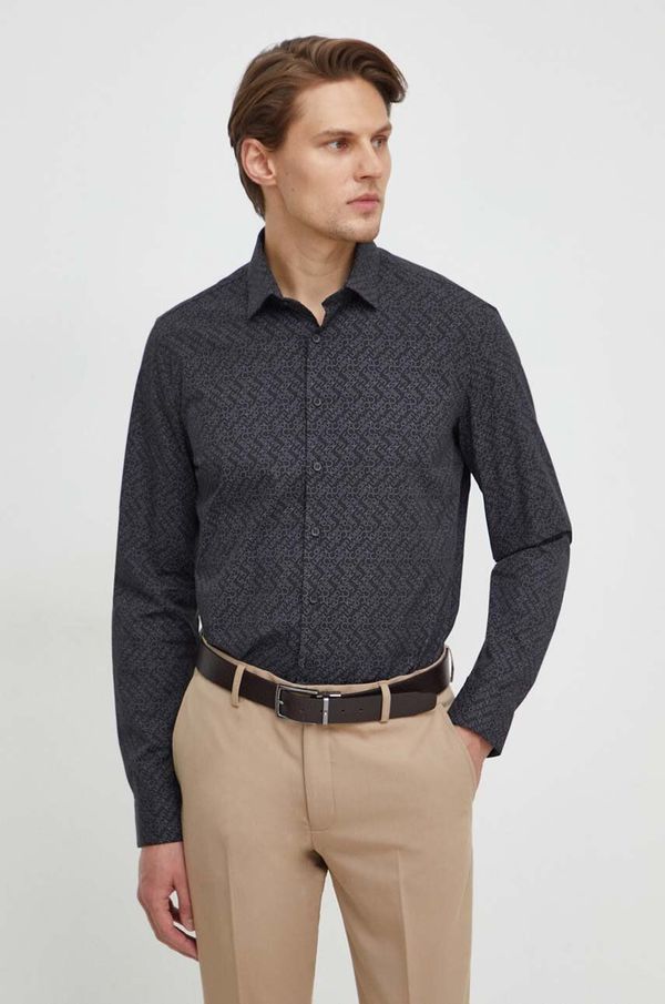 Calvin Klein Košulja Calvin Klein za muškarce, boja: crna, slim, s klasičnim ovratnikom