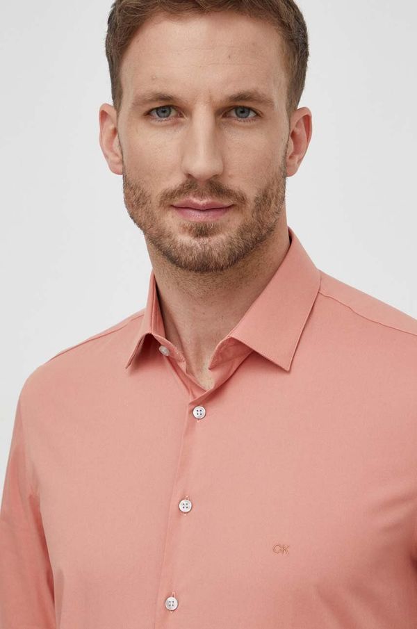 Calvin Klein Košulja Calvin Klein za muškarce, boja: ružičasta, slim, s klasičnim ovratnikom, K10K108229