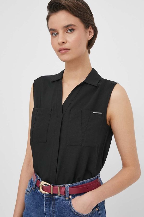 Calvin Klein Košulja Calvin Klein za žene, boja: crna, regular, s klasičnim ovratnikom