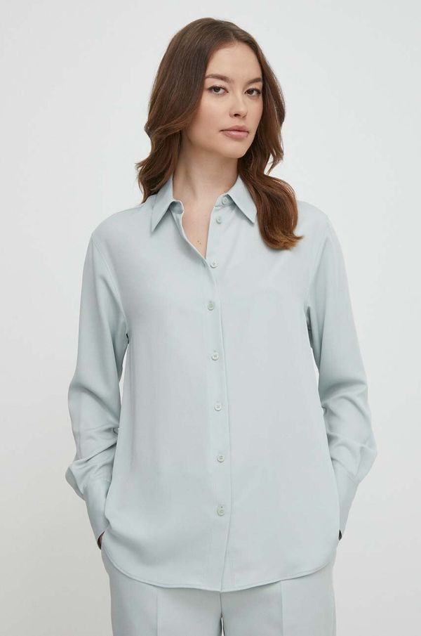 Calvin Klein Košulja Calvin Klein za žene, boja: crna, relaxed, s klasičnim ovratnikom, K20K206777