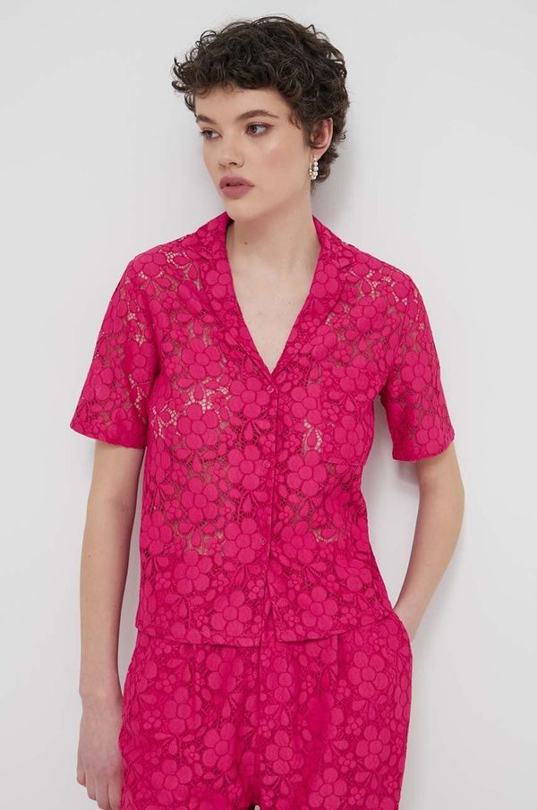 Desigual Košulja Desigual SIENA za žene, boja: ružičasta, relaxed, s klasičnim ovratnikom, 24SWCW30