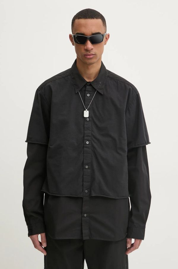 Diesel Košulja Diesel S-GASTON-O SHIRT za muškarce, boja: crna, relaxed, s klasičnim ovratnikom, A16199.0KNAI