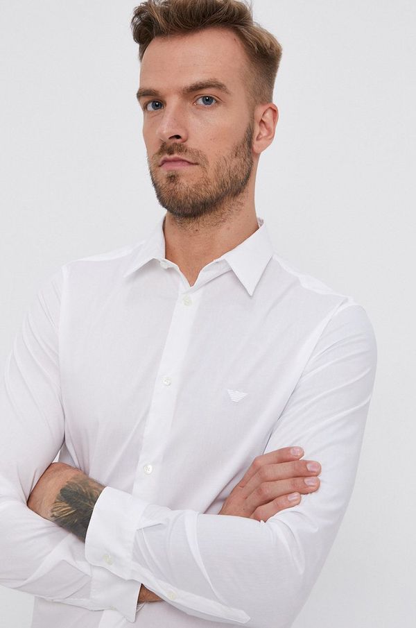 Emporio Armani Košulja Emporio Armani za muškarce, boja: bijela, regular, s klasičnim ovratnikom, 8N1C09 1NI9Z