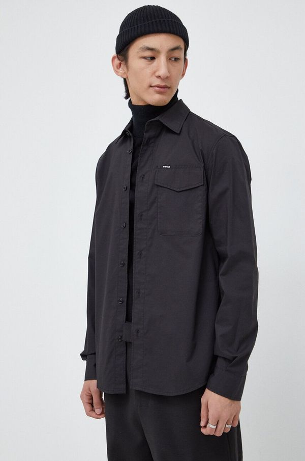 G-Star Raw Košulja G-Star Raw za muškarce, boja: crna, regular, s klasičnim ovratnikom