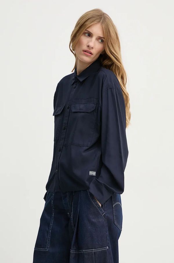 G-Star Raw Košulja G-Star Raw za žene, boja: tamno plava, relaxed, s klasičnim ovratnikom, D25242-4304