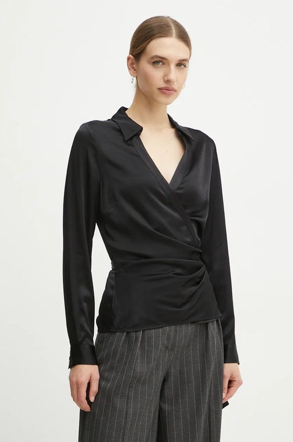 Guess Košulja Guess KARLEY za žene, boja: crna, regular, s klasičnim ovratnikom, W4BH91 WGS70