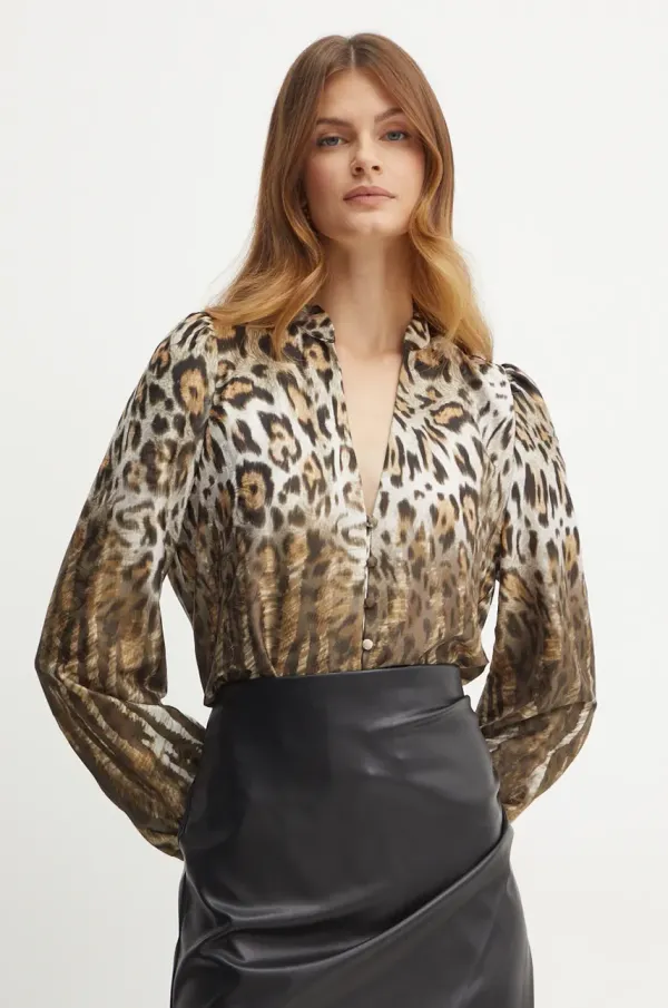 Guess Košulja Guess RITA za žene, boja: smeđa, regular, W4BH66 WGLK2