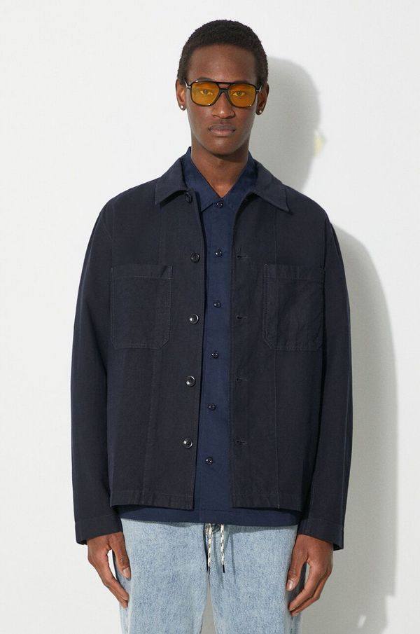 Norse Projects Košulja-jakna Norse Projects Tyge Cotton Linen boja: tamno plava, za prijelazno razdoblje, oversize, N50.0244.7004