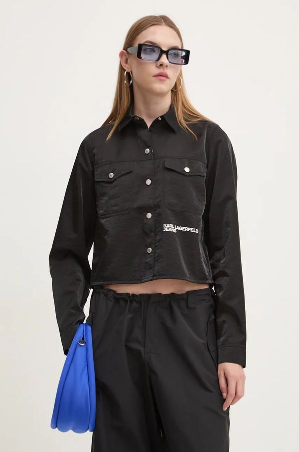 Karl Lagerfeld Jeans Košulja Karl Lagerfeld Jeans za žene, boja: crna, regular, s klasičnim ovratnikom, 246J1603