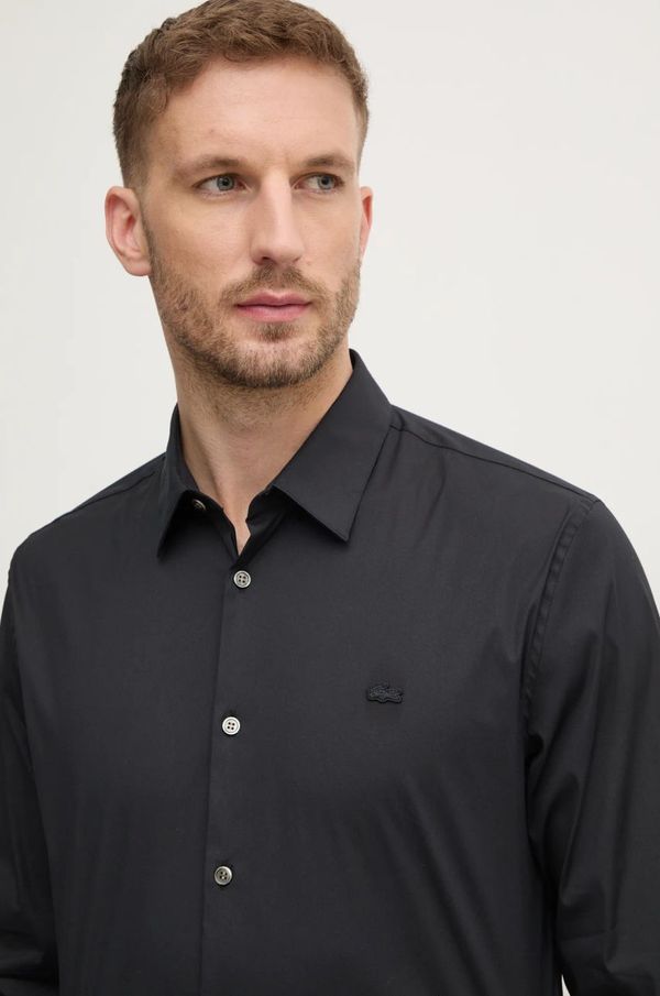 Lacoste Košulja Lacoste za muškarce, boja: crna, slim, s klasičnim ovratnikom, CH5253