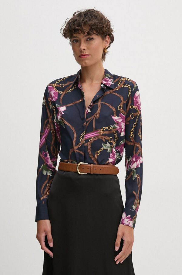 Lauren Ralph Lauren Košulja Lauren Ralph Lauren za žene, boja: tamno plava, regular, s klasičnim ovratnikom, 200940189