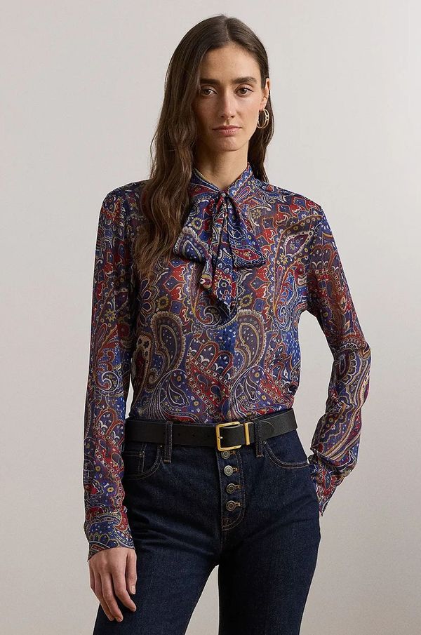 Lauren Ralph Lauren Košulja Lauren Ralph Lauren za žene, slim, s izrezom na vezanje, 200957154