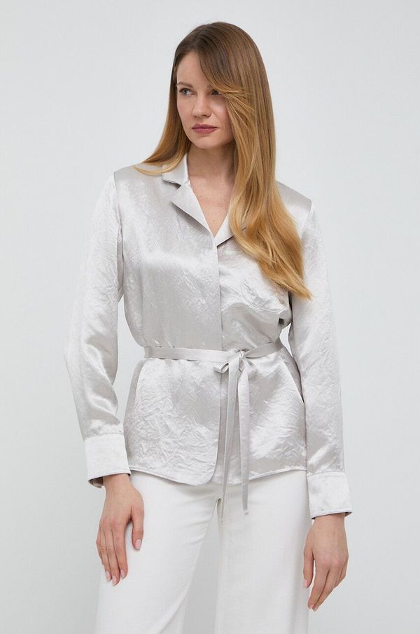 Max Mara Leisure Košulja Max Mara Leisure za žene, boja: siva, regular, s klasičnim ovratnikom