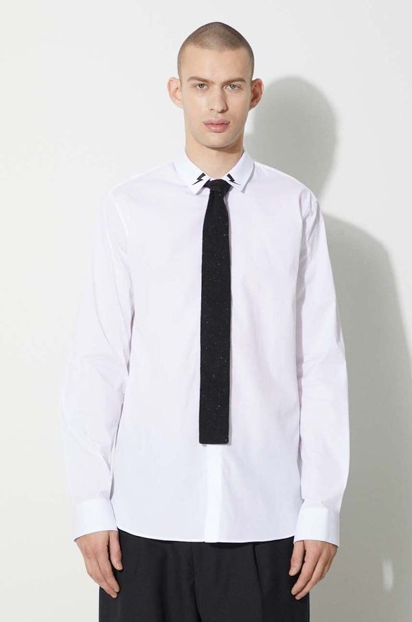 Neil Barrett Košulja Neil Barrett SLIM BOLT COLLAR DETAIL za muškarce, boja: bijela, slim, s klasičnim ovratnikom, NBV6CM170C.V000S.100