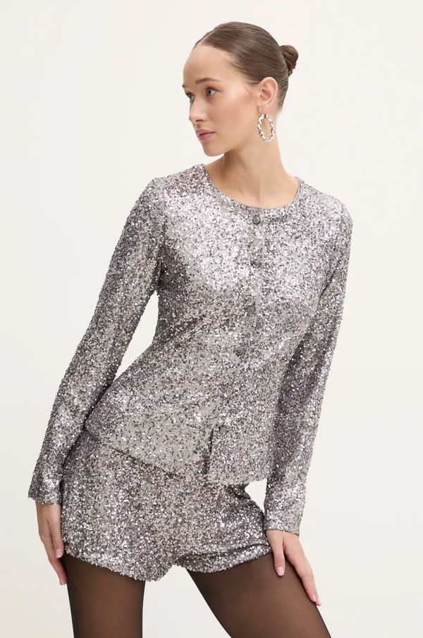 Never Fully Dressed Košulja Never Fully Dressed Gunmetal Alexa Sequin Cardigan za žene, boja: srebrna, regular, NFDTO1583