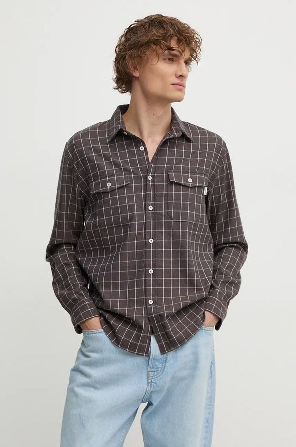 Pepe Jeans Košulja Pepe Jeans MESSON za muškarce, boja: smeđa, regular, s klasičnim ovratnikom, PM308731