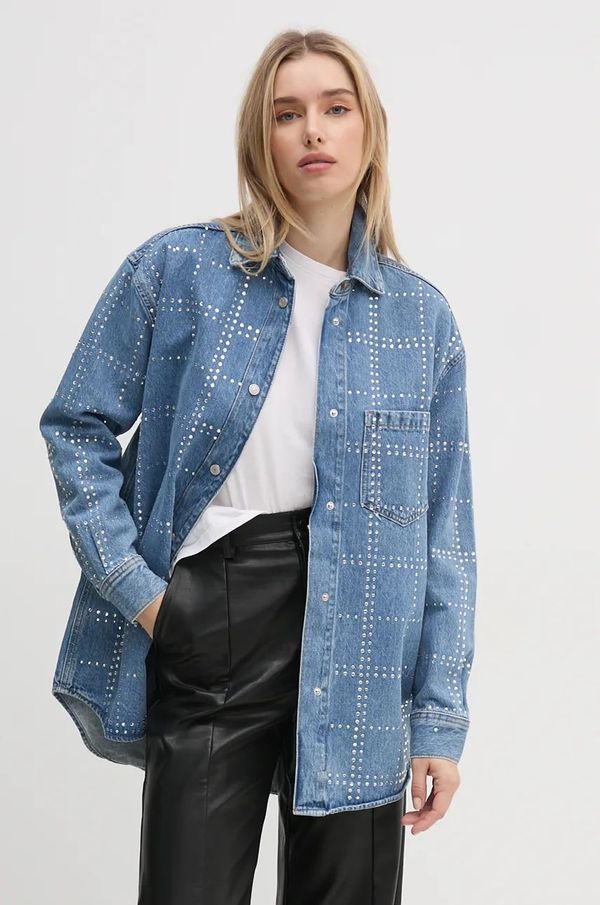 Pepe Jeans Košulja Pepe Jeans OVERSHIRT GLITTER za žene, regular, s klasičnim ovratnikom, PL304958
