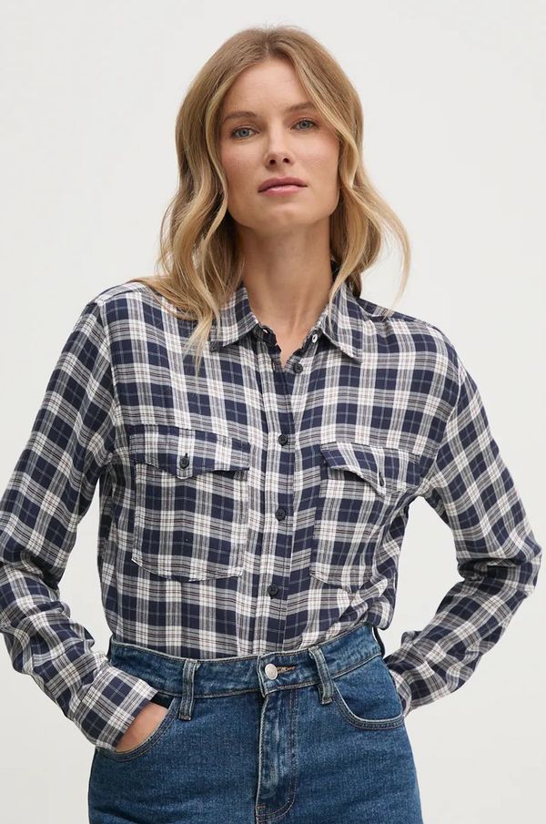 Pepe Jeans Košulja Pepe Jeans POLIVIA za žene, boja: tamno plava, regular, s klasičnim ovratnikom, PL304938