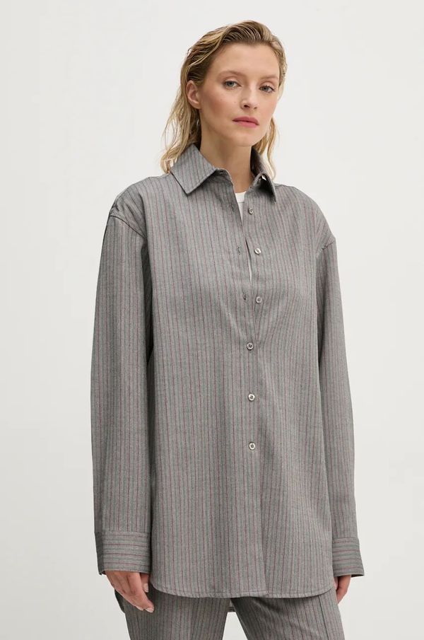 Remain Košulja Remain Herringbone Overshirt za žene, boja: siva, relaxed, s klasičnim ovratnikom, 5018743038