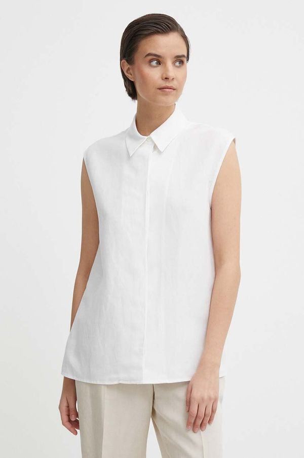 Calvin Klein Košulja s dodatkom lana Calvin Klein boja: bež, relaxed, s klasičnim ovratnikom, K20K206696