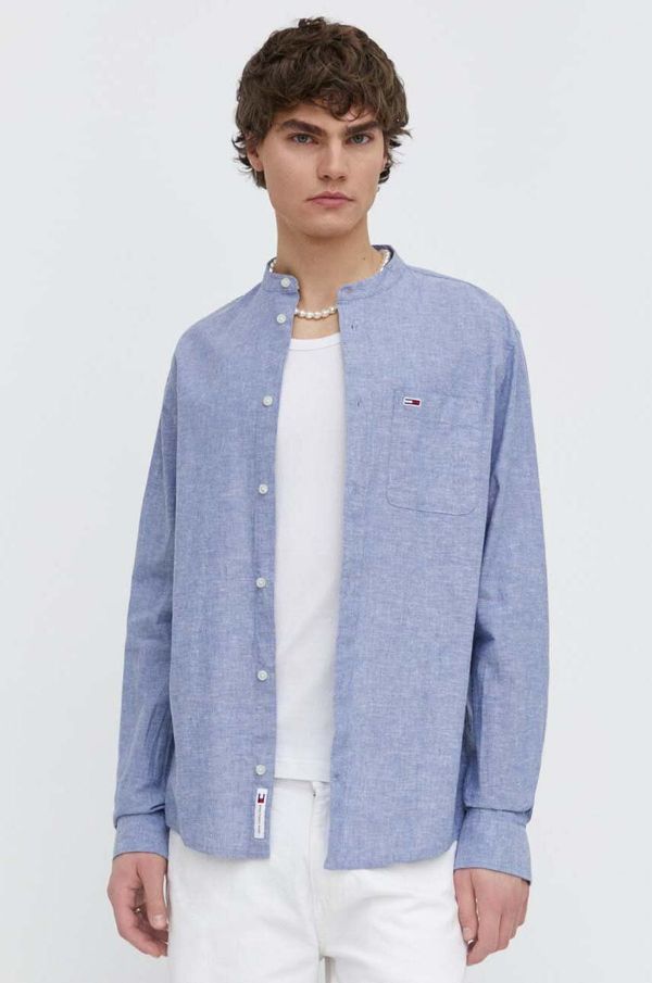 Tommy Jeans Košulja s dodatkom lana Tommy Jeans regular, s ruskim ovratnikom, DM0DM18964