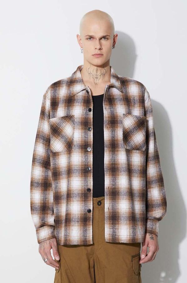 Taikan Košulja Taikan Heavyweight Plaid Shirt za muškarce, boja: smeđa, regular, s klasičnim ovratnikom TW0003.BRN