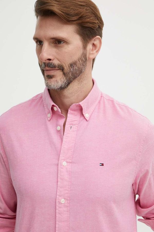 Tommy Hilfiger Košulja Tommy Hilfiger za muškarce, boja: ružičasta, regular, s button-down ovratnikom