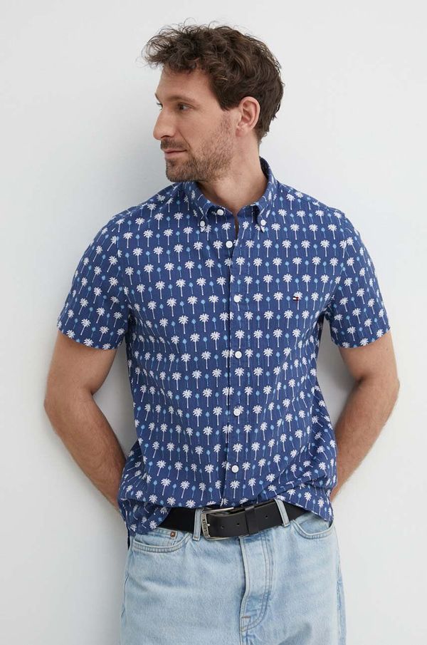 Tommy Hilfiger Košulja Tommy Hilfiger za muškarce, boja: tamno plava, slim, s button-down ovratnikom, MW0MW34582