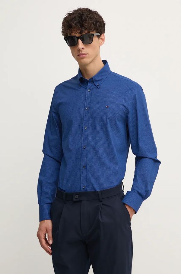 Tommy Hilfiger Košulja Tommy Hilfiger za muškarce, boja: tamno plava, slim, s button-down ovratnikom, MW0MW36914