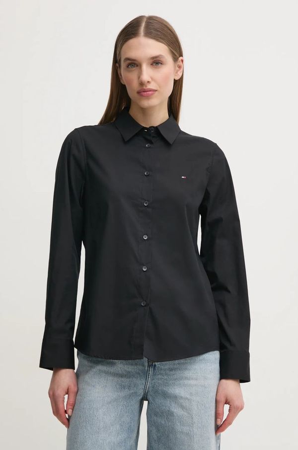 Tommy Hilfiger Košulja Tommy Hilfiger za žene, boja: crna, regular, s klasičnim ovratnikom, WW0WW44084