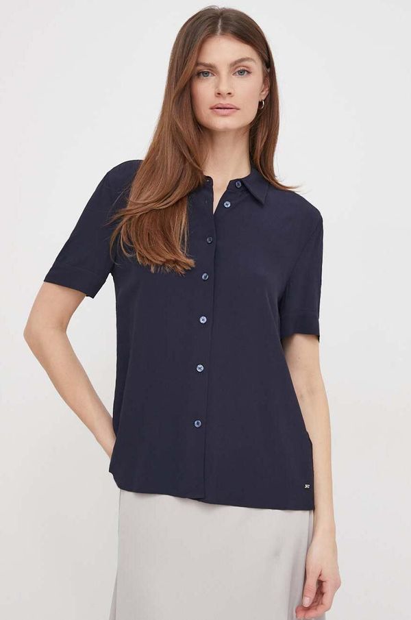 Tommy Hilfiger Košulja Tommy Hilfiger za žene, boja: tamno plava, regular, s klasičnim ovratnikom