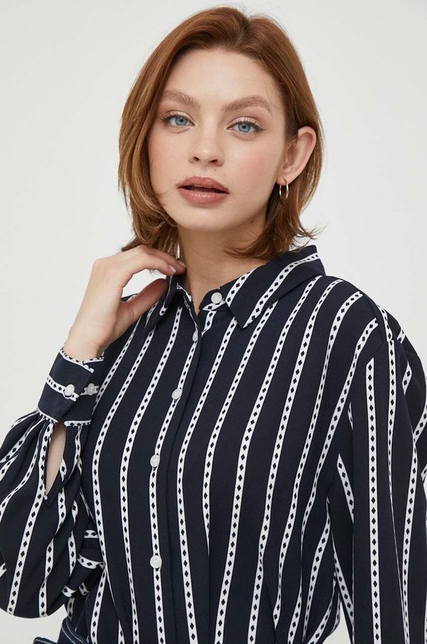 Tommy Hilfiger Košulja Tommy Hilfiger za žene, boja: tamno plava, relaxed, s klasičnim ovratnikom