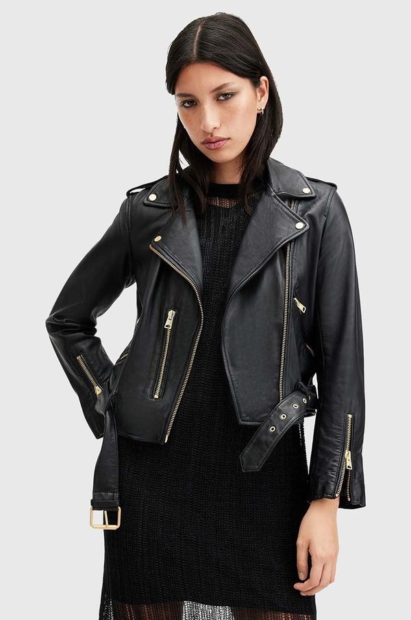 AllSaints Kožna jakna AllSaints BALFERN BIKER za žene, boja: crna, za prijelazno razdoblje, W084LB