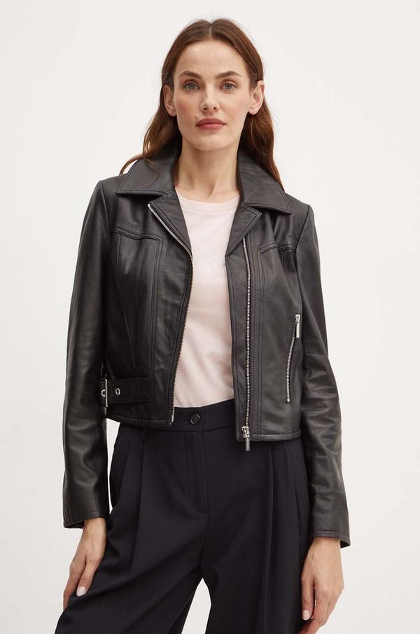Armani Exchange Kožna jakna Armani Exchange za žene, boja: crna, za prijelazno razdoblje, 6DYB50 YLP3Z