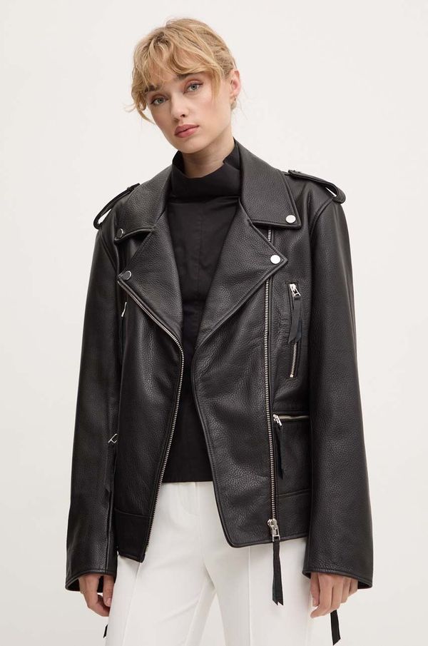 Remain Kožna ramones jakna Remain Biker Leather Jacket za žene, boja: crna, za prijelazno razdoblje, 502123100