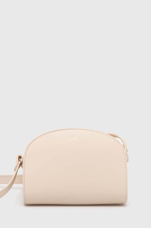A.P.C. Kožna torba A.P.C. sac demi-lune mini boja: bež, PXAWV-F61392