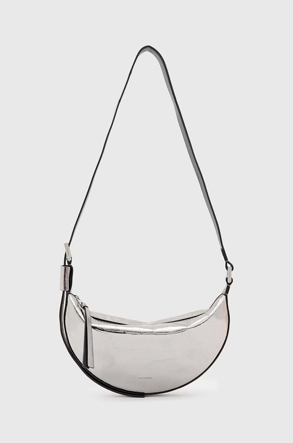 AllSaints Kožna torba AllSaints HALF MOON XBODY boja: srebrna, W309XB