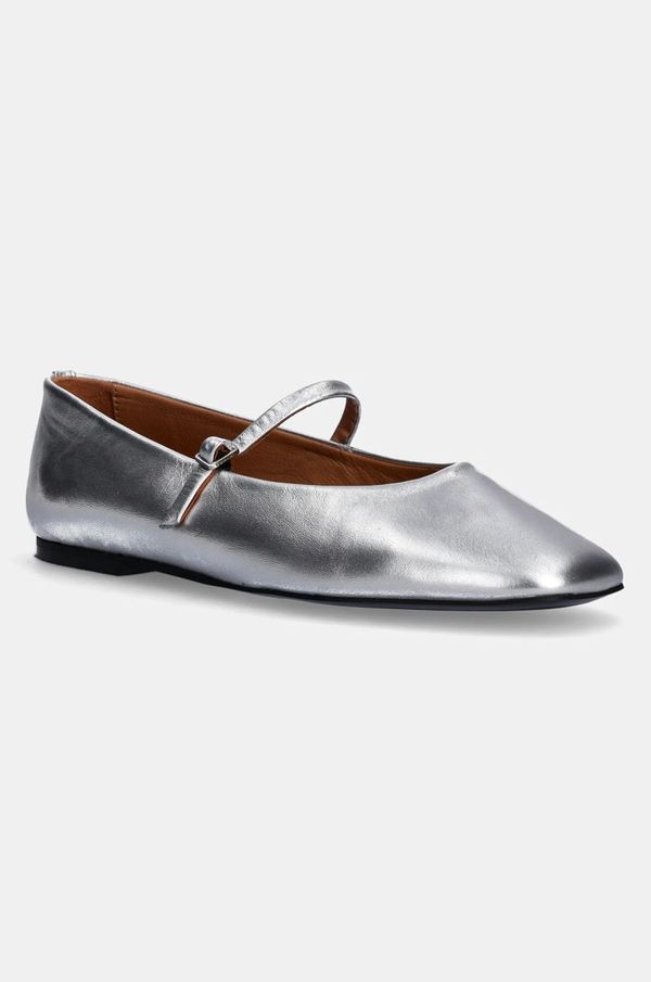 Calvin Klein Kožne balerinke Calvin Klein MARY JANE BALLERINA - MET boja: srebrna, HW0HW02269