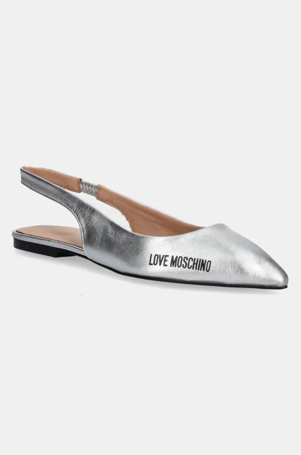 Love Moschino Kožne balerinke Love Moschino boja: srebrna, s otvorenom petom, JA11021G1MIF0902