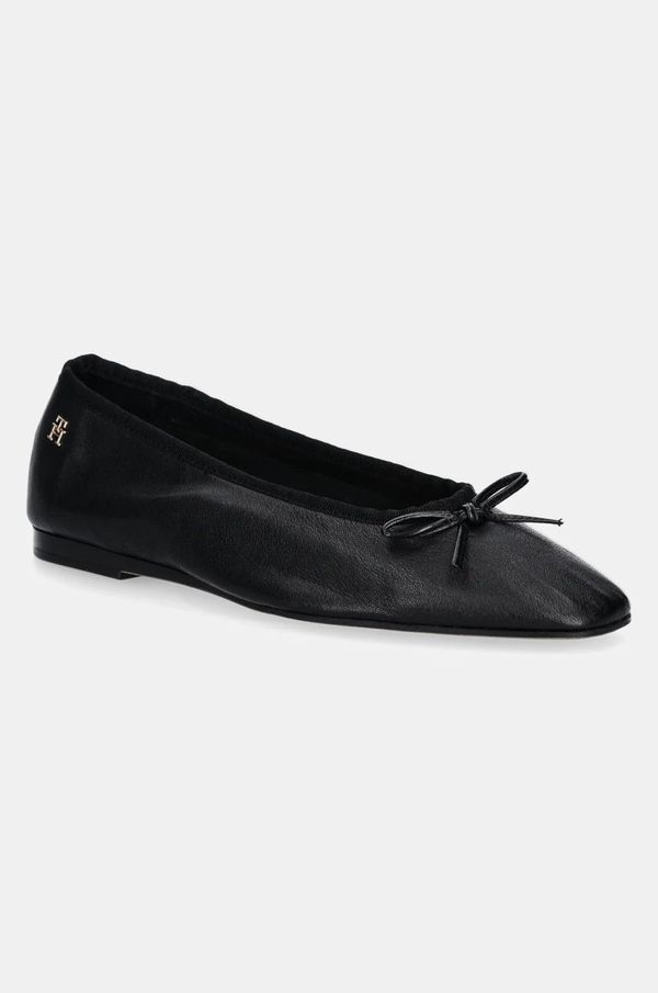Tommy Hilfiger Kožne balerinke Tommy Hilfiger BALLERINA SOFT LEATHER boja: crna, FW0FW08355