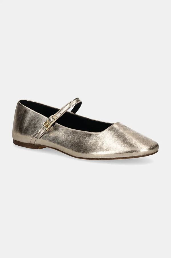 Tommy Hilfiger Kožne balerinke Tommy Hilfiger PARTY MARYJANE BALLERINA METAL boja: zlatna, FW0FW08315