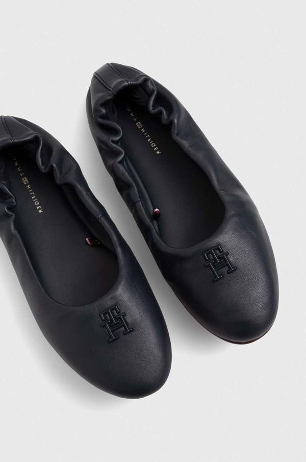 Tommy Hilfiger Kožne balerinke Tommy Hilfiger TH ELEVATED ELASTIC BALLERINA boja: tamno plava, FW0FW07882