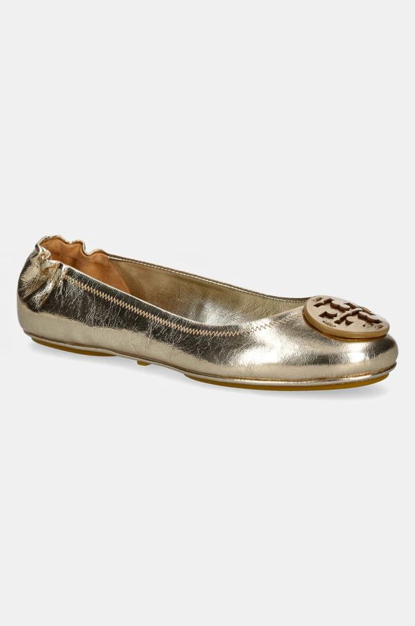 Tory Burch Kožne balerinke Tory Burch Minnie Travel Ballet boja: zlatna, 162598-723