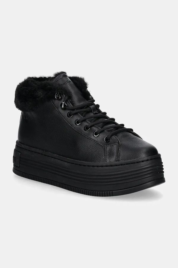 Calvin Klein Jeans Kožne cipele Calvin Klein Jeans BOLD PLATF LOW LACEUP MG LTH za žene, boja: crna, s platformom, s toplom podstavom, YW0YW01590