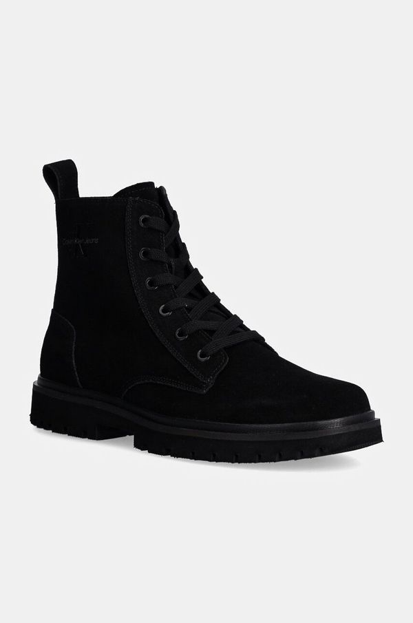 Calvin Klein Jeans Kožne cipele Calvin Klein Jeans EVA BOOT MID LACEUP ICONIC DRESS za muškarce, boja: crna, YM0YM01070